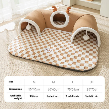 Foldable Tunnel Play and Sleep Nest for Cats