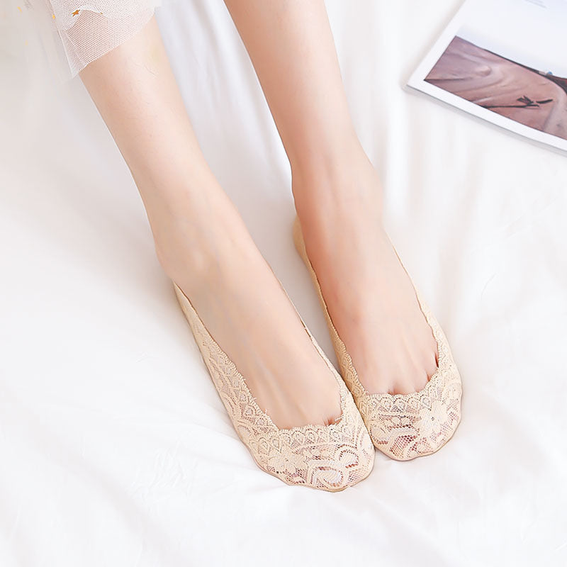 Women’s Lace Non Slip Cotton Boat Socks