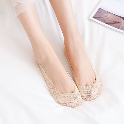 Women’s Lace Non Slip Cotton Boat Socks