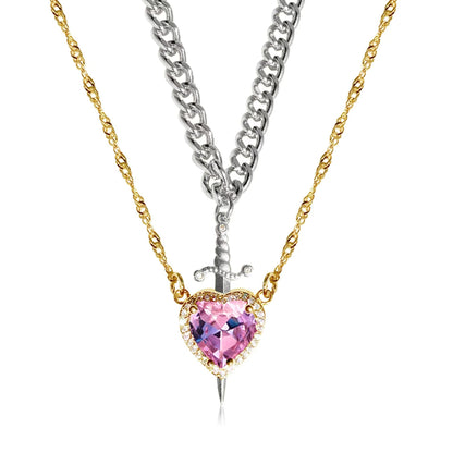 Eternal Valor Heart and Sword Pendant Necklace
