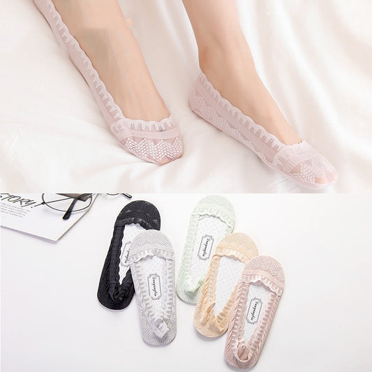Women’s Lace Non Slip Cotton Boat Socks