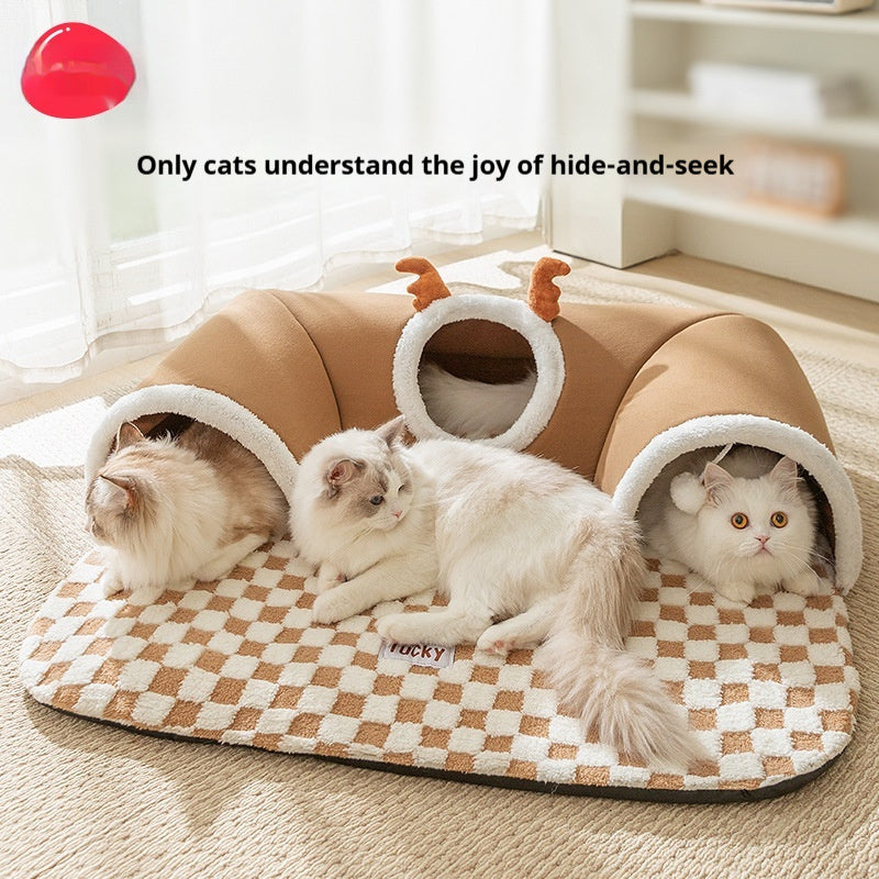 Foldable Tunnel Play and Sleep Nest for Cats