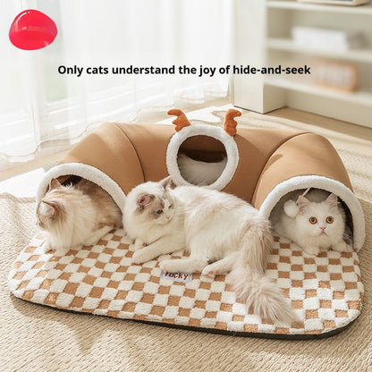 Foldable Tunnel Play and Sleep Nest for Cats