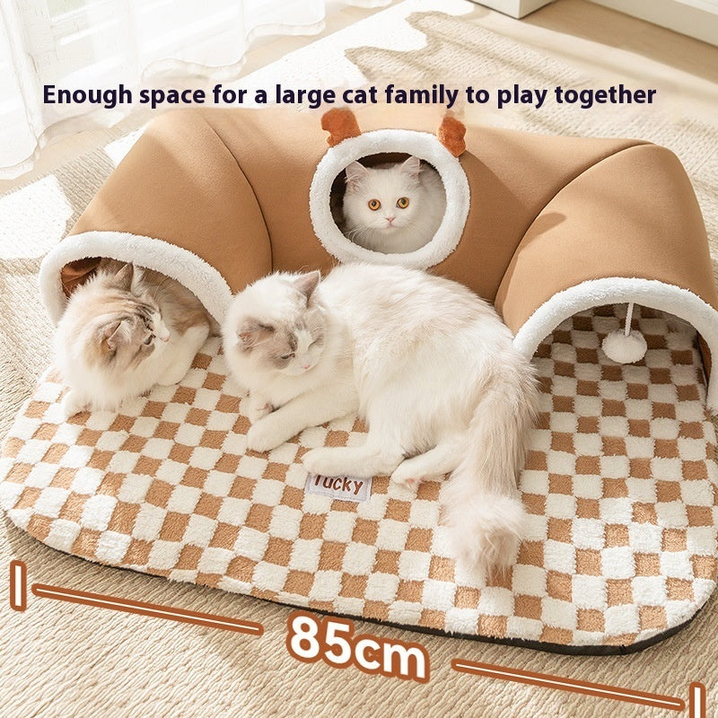 Foldable Tunnel Play and Sleep Nest for Cats