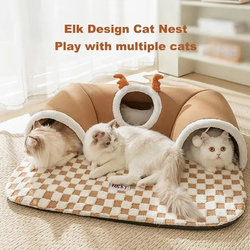 Foldable Tunnel Play and Sleep Nest for Cats