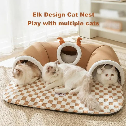 Foldable Tunnel Play and Sleep Nest for Cats