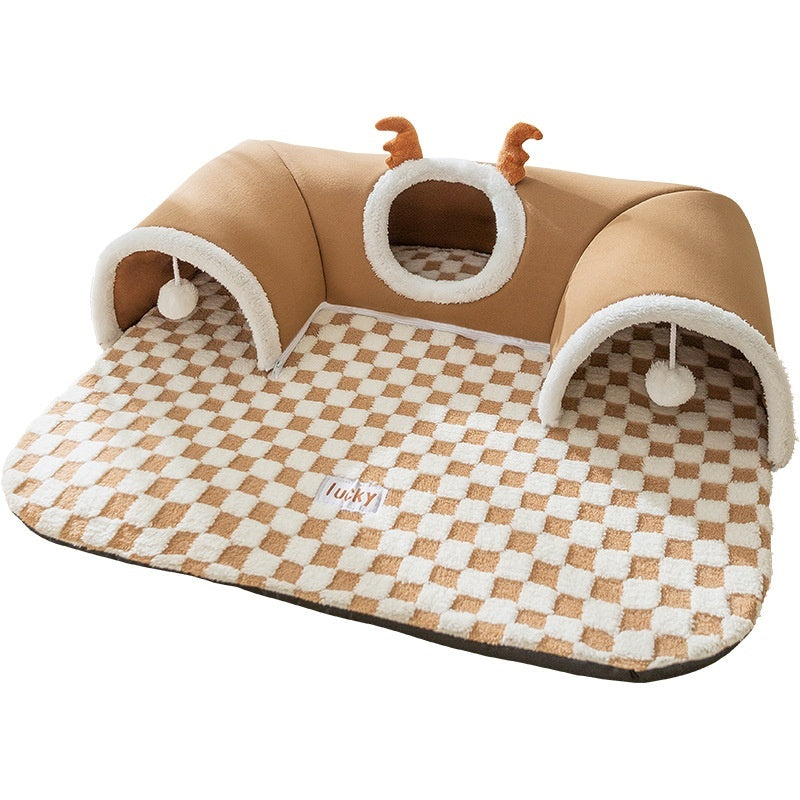 Foldable Tunnel Play and Sleep Nest for Cats