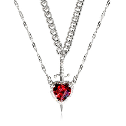 Eternal Valor Heart and Sword Pendant Necklace