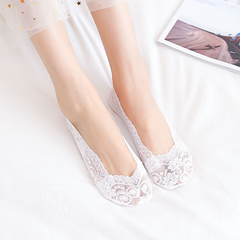 Women’s Lace Non Slip Cotton Boat Socks