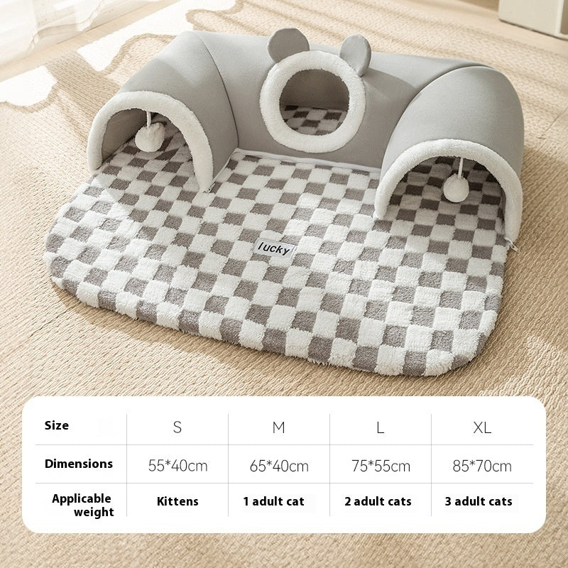 Foldable Tunnel Play and Sleep Nest for Cats