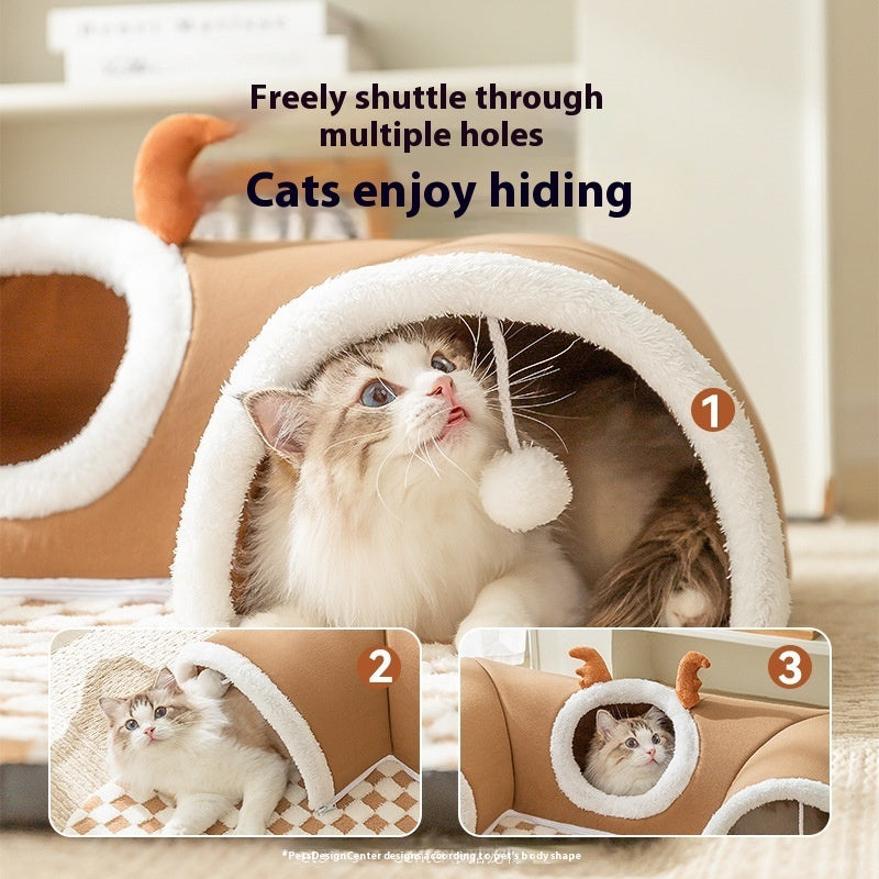 Foldable Tunnel Play and Sleep Nest for Cats