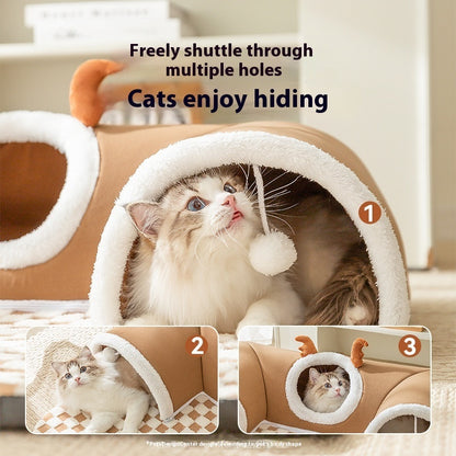 Foldable Tunnel Play and Sleep Nest for Cats