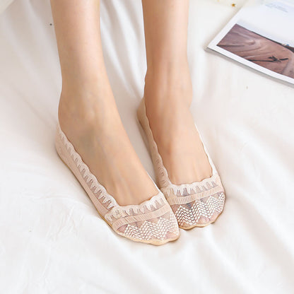 Women’s Lace Non Slip Cotton Boat Socks