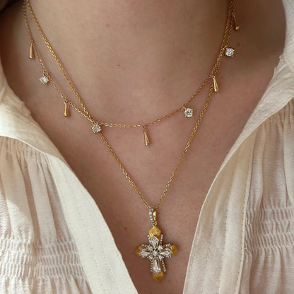 Cross Double Color Gold Pendant Necklace