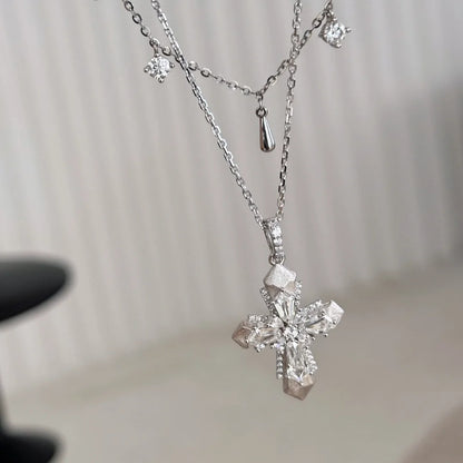 Cross Double Color Gold Pendant Necklace