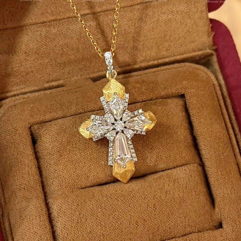 Cross Double Color Gold Pendant Necklace