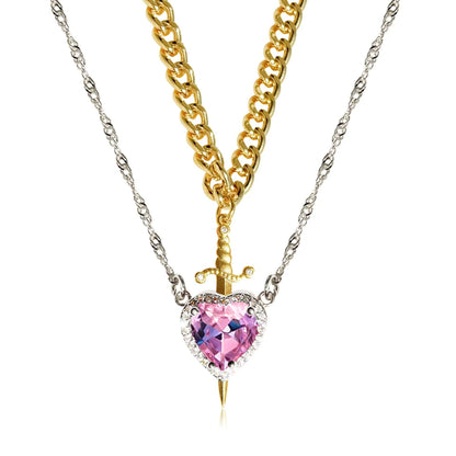 Eternal Valor Heart and Sword Pendant Necklace