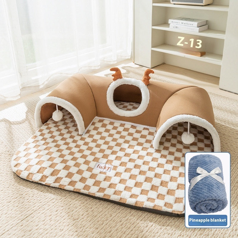 Foldable Tunnel Play and Sleep Nest for Cats