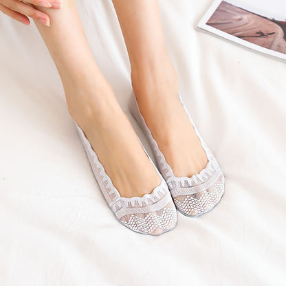 Women’s Lace Non Slip Cotton Boat Socks
