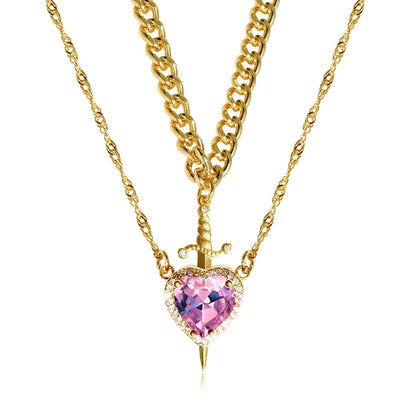 Eternal Valor Heart and Sword Pendant Necklace