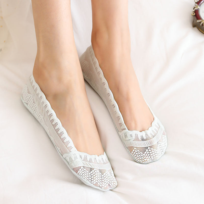 Women’s Lace Non Slip Cotton Boat Socks