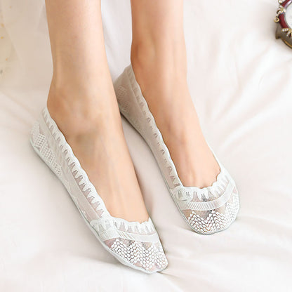 Women’s Lace Non Slip Cotton Boat Socks