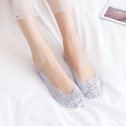 Women’s Lace Non Slip Cotton Boat Socks