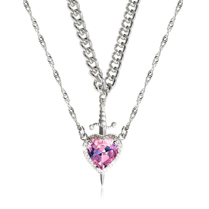 Eternal Valor Heart and Sword Pendant Necklace